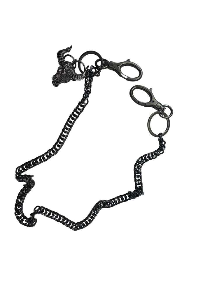 Jeans Chain – Matte Black Heavy Chain With Bull Head