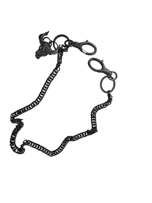 Jeans Chain – Matte Black Heavy Chain With Bull Head